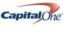 A capital one logo on a white background.