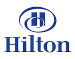 The hilton logo on a white background.
