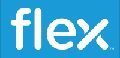 The flex logo on a blue background.