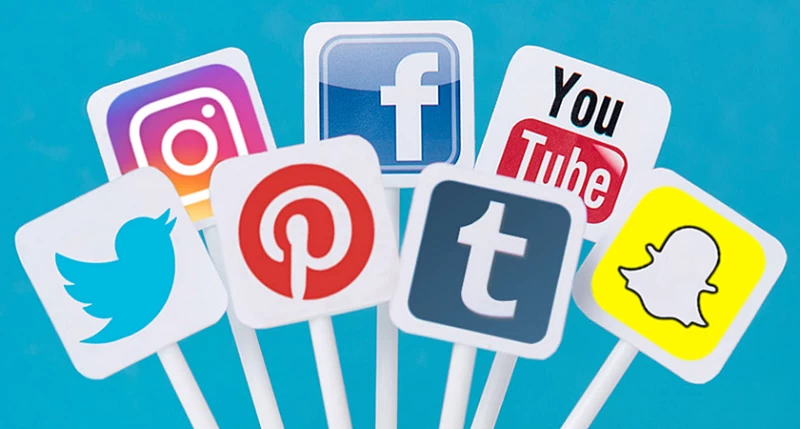 A collection of social media icons on a stick, perfect for anyone looking to enhance their online presence.
