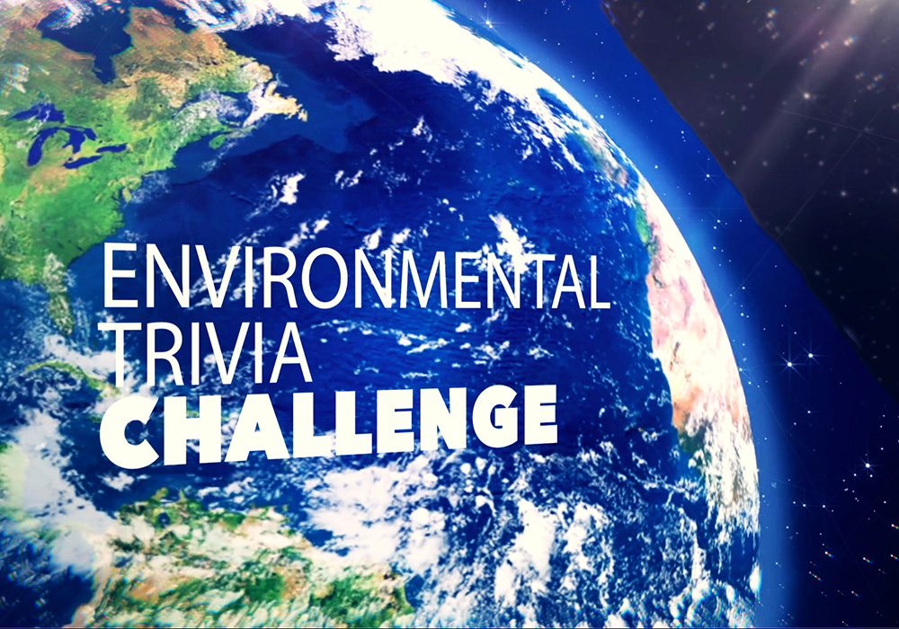 The earth with the words environmental trivia challenge.