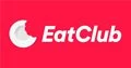 The eat club logo on a red background.