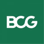 The bcg logo on a green background.