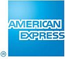 The american express logo on a blue background.