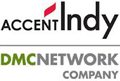 The accent indy and dmc network company logos.