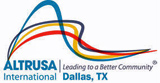The logo for altrusa, a leading community organization in dallas, texas.
