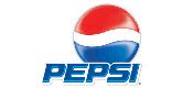 Pepsi logo on a white background.
