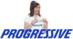 A woman in a white shirt with the word progressive on it.