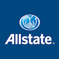 Allstate insurance logo on a blue background.