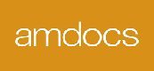 Amdocs logo on an orange background.