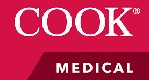 The cook medical logo on a red background.