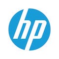 Hp logo on a white background.
