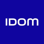 Idm logo on a blue background.