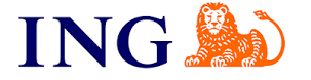 The ing logo with an orange and blue lion on it.