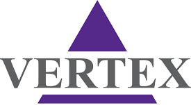 A purple triangle with the word vertex on it.