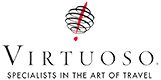 The logo for virtuoso specialists in the art of travel.