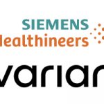 The logos for siemens healthineers and varian.