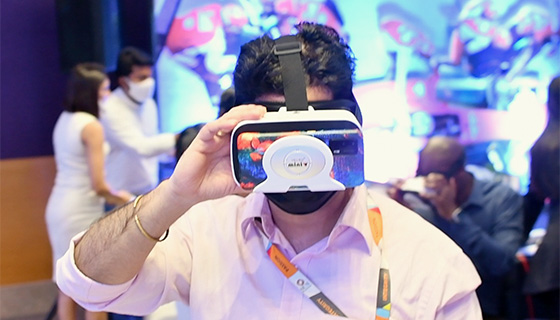 A man wearing a VR headset at the Best Corporate Events.